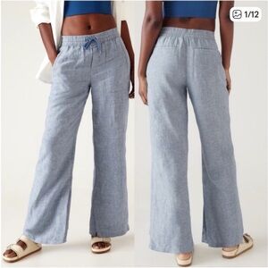 Athleta Retreat linen high rise wide leg pant EUC